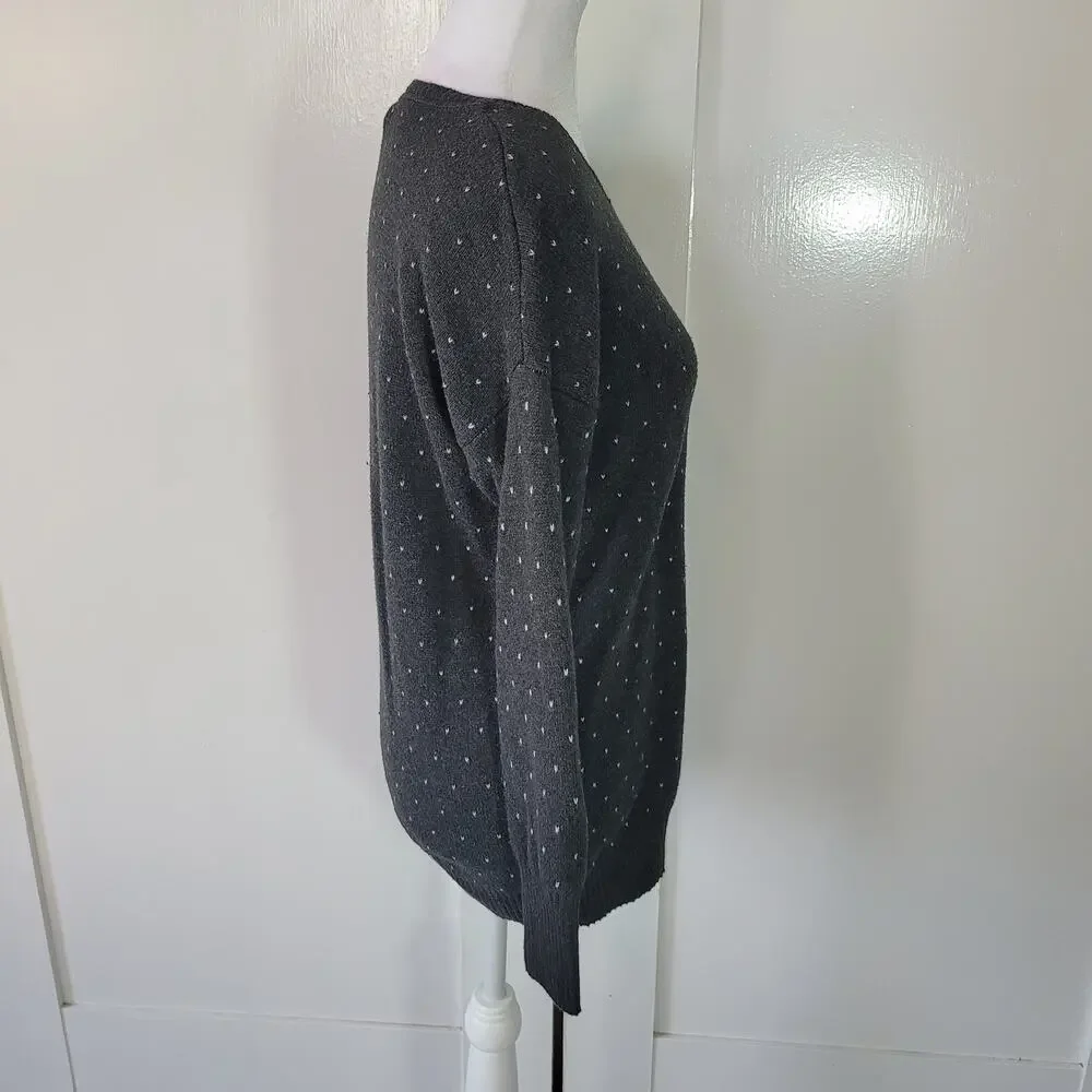 Wearing Your‎ Heart On Your Sleeve	Size	M Grey Heart Polka Dot Penguin Sweater